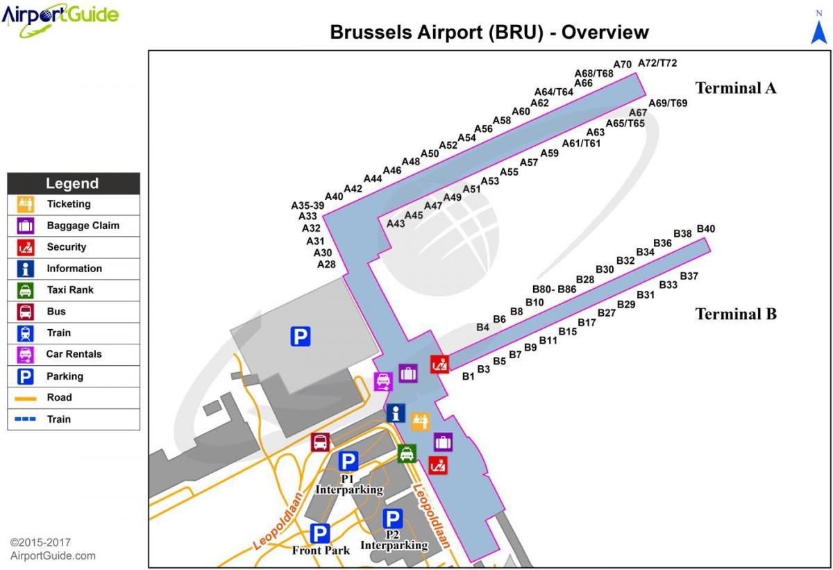 mapa Brukseli bramy lotnisko