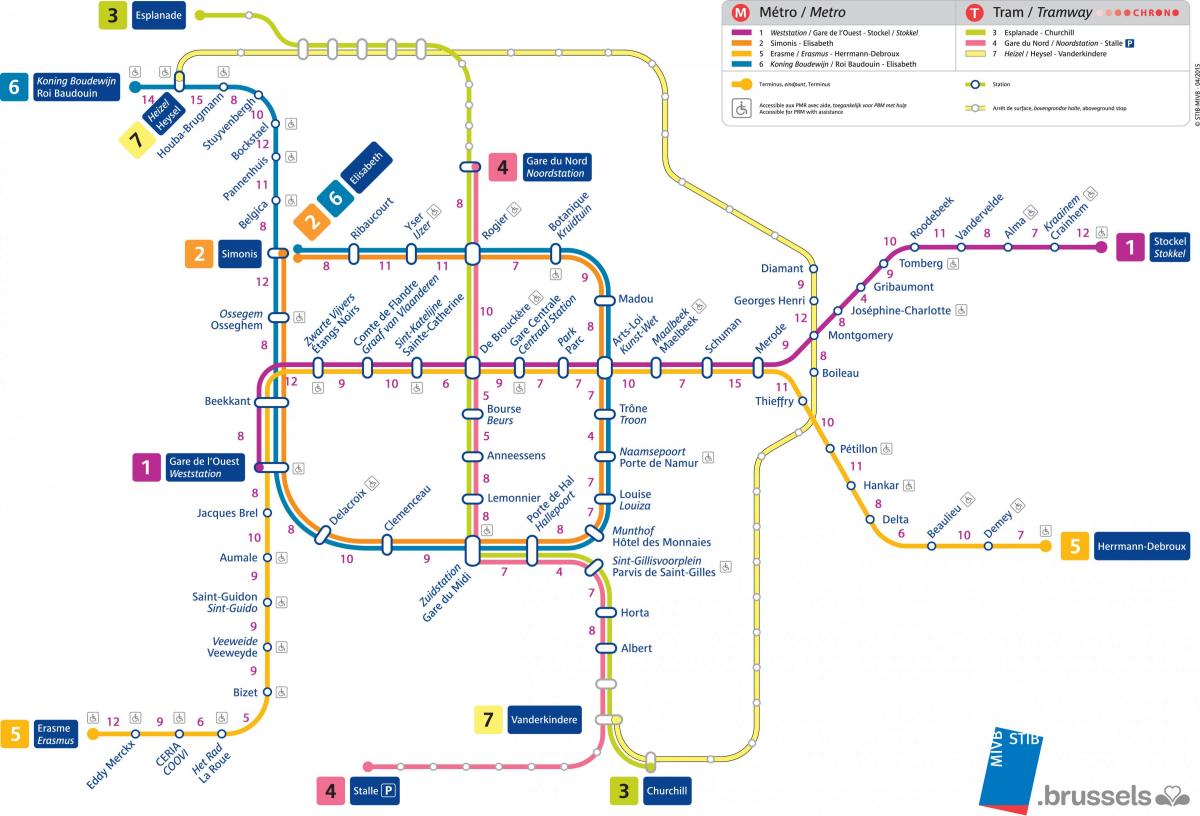 Bruksela sieci tramwajowej mapie