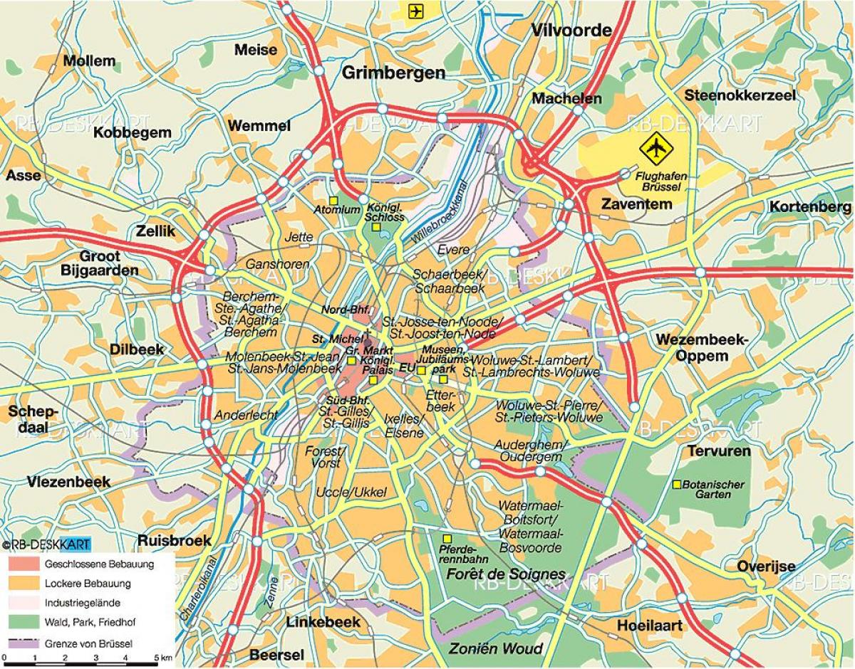 Trasy Bruksela mapie