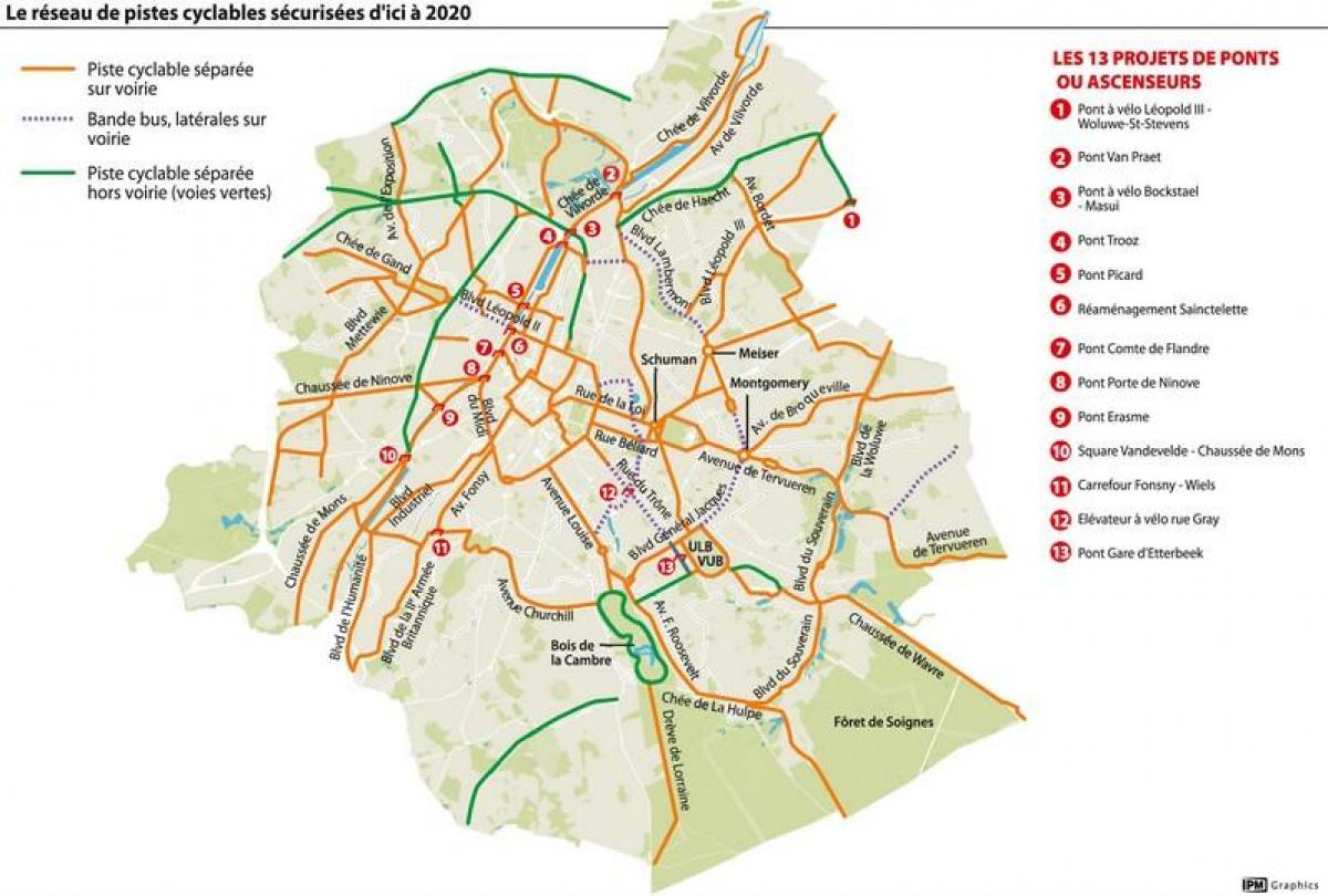 mapa Brukseli rower
