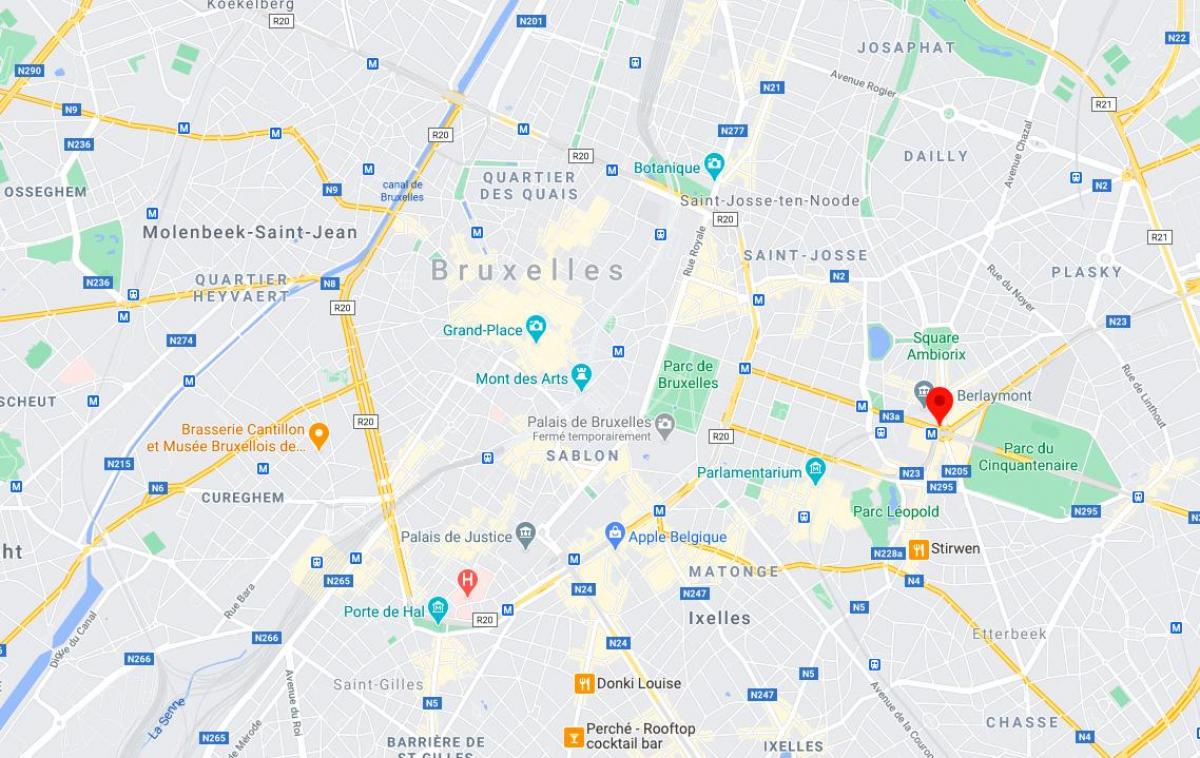 mapa miejsca Schumana w Brukseli