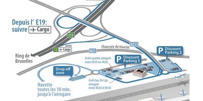 Mapa parkingów lotniska w Brukseli