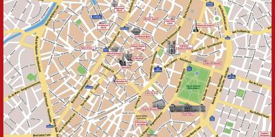 Bruksela piesza wycieczka na mapie