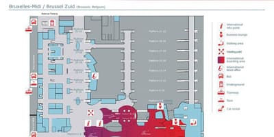 Mapa głównego dworca kolejowego w Brukseli